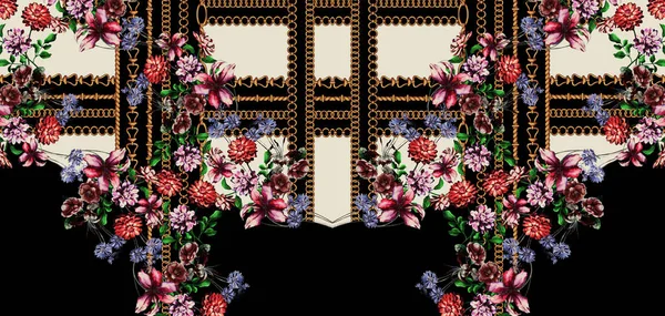 Beautiful Flowers Chains Pattern Print — Stock Photo, Image