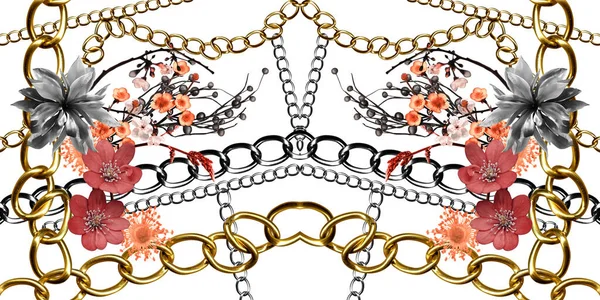 Parmak izi için zincirli güzel çiçekler