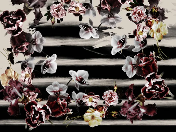 Beautiful Flowers Geometric Pattern Stock Picture