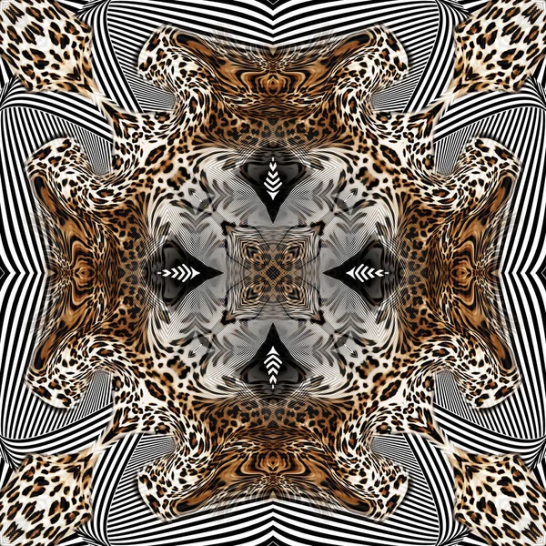 Геометричний Візерунок Леопардовим Візерунком Друку — стокове фото