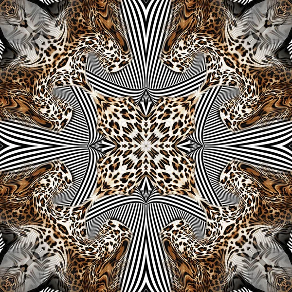 Geometrische Patroon Met Luipaard Patroon Voor Print — Stockfoto