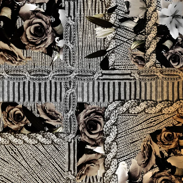 Róże Dzianiny Teksturowe Druku — Zdjęcie stockowe