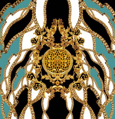 Altın barok ve zincir tasarımlı süs elementleri