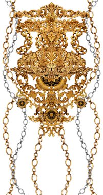 Altın barok ve zincir tasarımlı süs elementleri