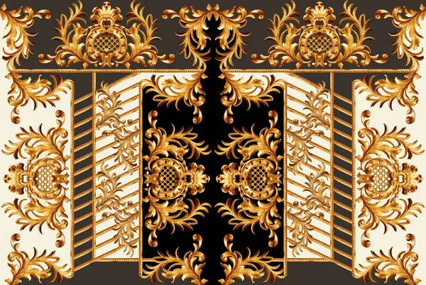 Złoty Barok Geometrycznym Wzorem — Zdjęcie stockowe