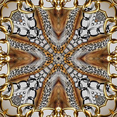 Zincir desenli leopar derisi, modaya uygun bir iz.