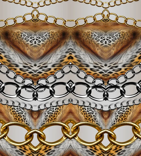 Leopard Skin Chains Pattern Fashionable Print — Stock Photo, Image