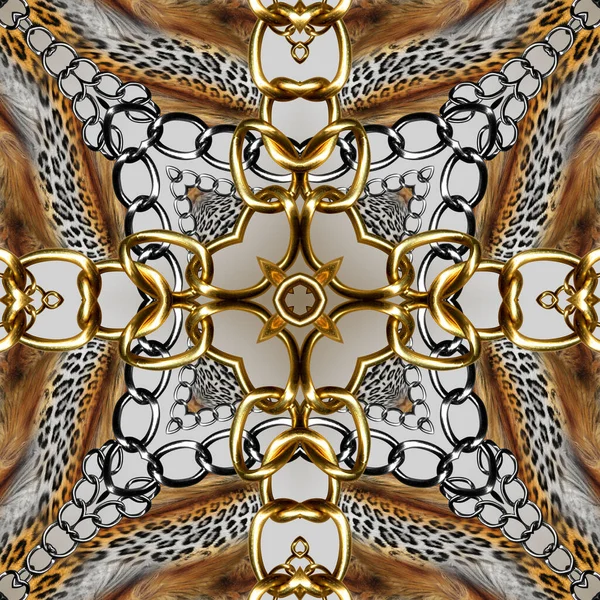 Zincir desenli leopar derisi, modaya uygun bir iz.