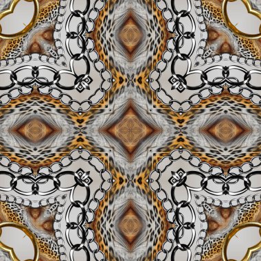 Zincir desenli leopar derisi, modaya uygun bir iz.