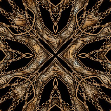 Zincir desenli leopar derisi, modaya uygun bir iz.