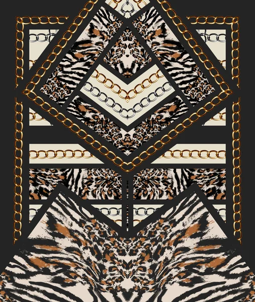 Leopard Δέρμα Αλυσίδες Μοτίβο Μοντέρνο Σχέδιο — Φωτογραφία Αρχείου