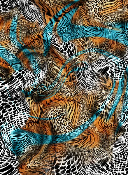 Tigris Bőr Kevert Kígyó Bőr Minta Textúra Divatos Nyomtatás — Stock Fotó