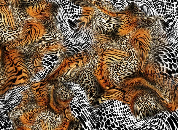 Tiger Skin Mixed Snake Skin Pattern Texture Fashionable Print — Foto de Stock