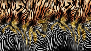 Leopar derisi karışık kaplan derisi zebra derisi deseni; moda desen