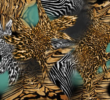 Leopar derisi karışık kaplan derisi deseni; modaya uygun desen