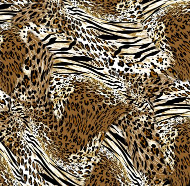 Leopar derisi karışık kaplan derisi deseni; modaya uygun desen