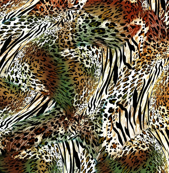 Leopard Skin Mixed Tiger Skin Pattern Texture Fashionable Print — Photo