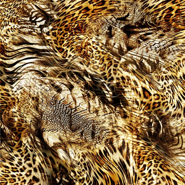 Леопардовая Кожа Смешанный Узор Кожи Змеи Текстуры Модный Принт — стоковое фото