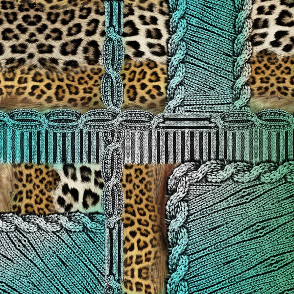 Knitwear Fabric Texture Leopard Background — стоковое фото