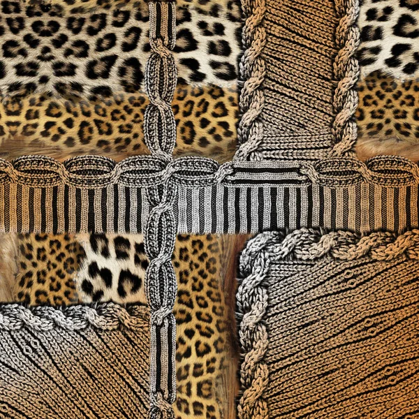 Pletenina Textura Leopard Pozadí — Stock fotografie