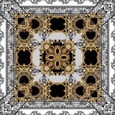 Geometrik av köpeği desenli altın barok.