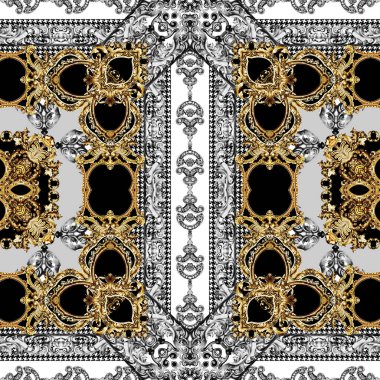 Geometrik av köpeği desenli altın barok.