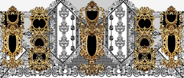 Золотое Барокко Геометрическим Рисунком Зубов Гончих — стоковое фото