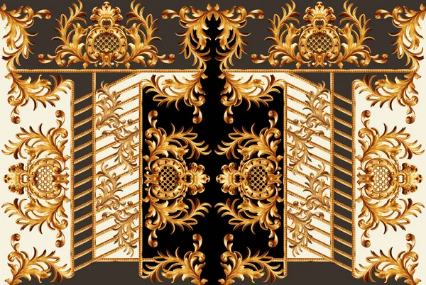 Golden Baroque Geometric Pattern — Stock Photo, Image