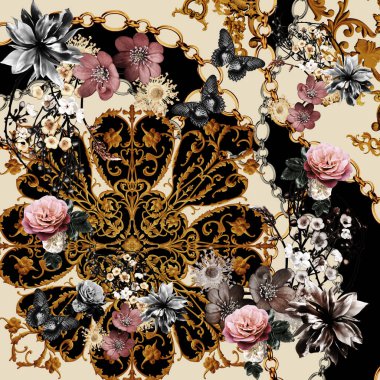 Parmak izi için çiçek arkaplanı olan kelebek