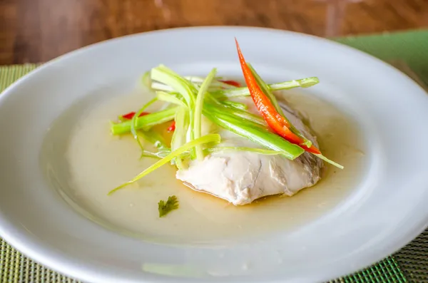Sable fish steamed in soy sauce — Stock Image Sable fish steamed in soy sauce Stock Image