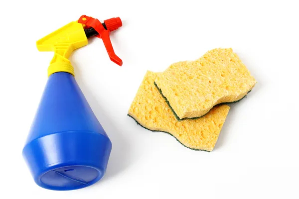Umywalka i wiadro środków czyszczących — Zdjęcie stockowe