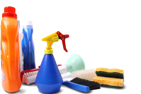 Medence és a vödör, tisztító, mosó-és tisztítószerek Stock Kép
