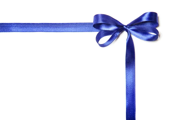 Blue fabric ribbon and bow on white background — Stock Photo, Image