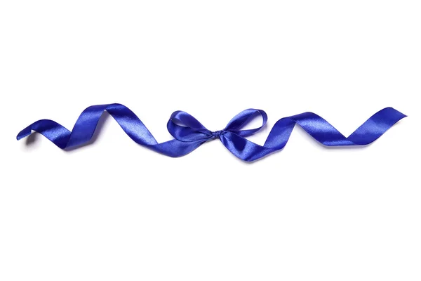 Blue fabric ribbon and bow on white background — Stock Photo, Image