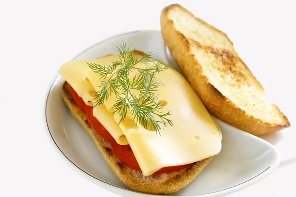 Sandwich with cheese and tomato — Stock Photo, Image