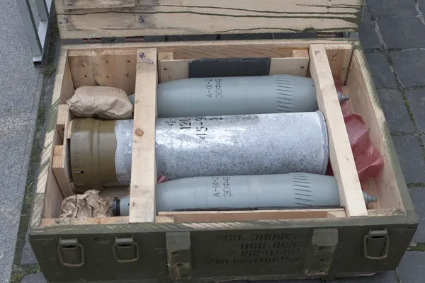 Ukrayna Ulusal Muhafız Birliği'ne ait askerler tarafından ele geçirilen teröristlerin silah ve mühimmatı.