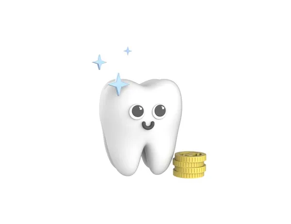 お金で歯 歯科医療のための資金を節約 歯医者のお金医療 3Dレンダリングモデル — ストック写真