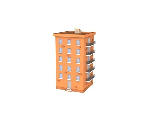 Apartamento Europeo Cinco Pisos Con Balcones Render Ilustración — Foto de Stock