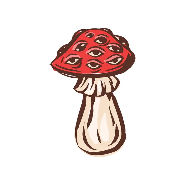 Amanita muscaria vergiftigen giftige paddestoel illustratie — Stockvector