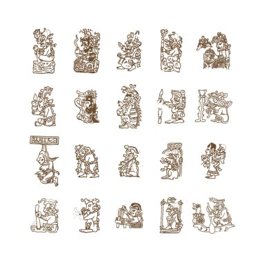 Antik Maya tanrıları sembol seti