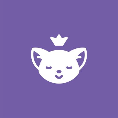 Mor arka planda büyük kulakları ve tacı olan sevimli hayvan logosu kavramı