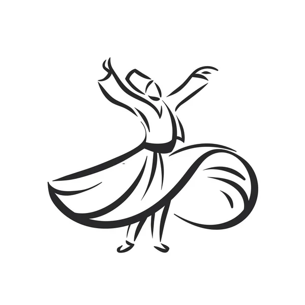 Dancing ethnic islamic dervish sufi σε εθνικό ύφασμα — Διανυσματικό Αρχείο