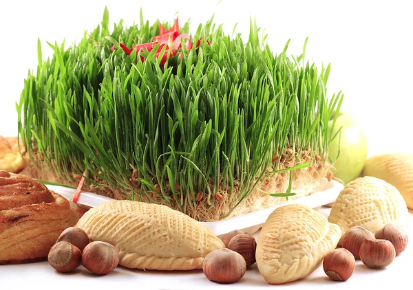 Keleti édességek Novruz fű Stock Kép