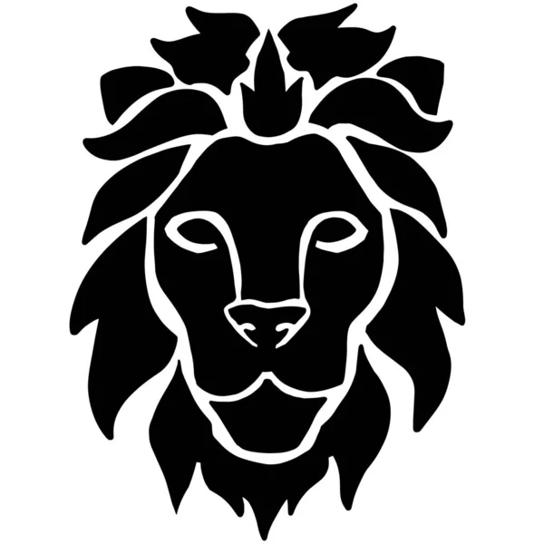Znak Lví Hlavy Bílém Izolovaném Pozadí — Stock fotografie