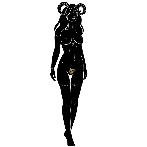 Aries Female Zodiac Sign Vector Illustration — 스톡 사진