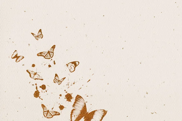 Silhouettes Butterflies Flowers Background — Stock Photo, Image