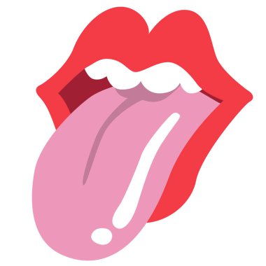 Lips and tongue sticking out on white background