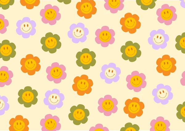 Seamless Pattern Cute Flowers Vector Illustration — Stock Photo, Image