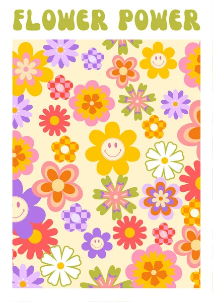 Płynny Wzór Kolorowymi Kwiatami — Zdjęcie stockowe