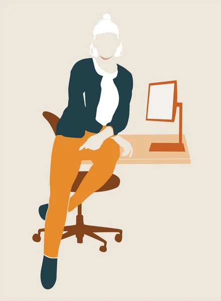 Illustration Businesswoman Working Laptop — Stock Photo, Image